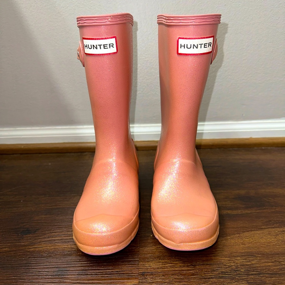 Girls Pink glitter hunter rain boots
